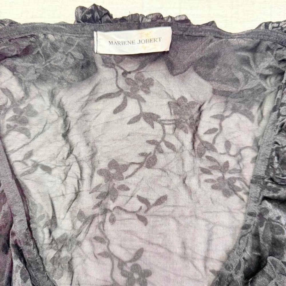 Marlene Jobert Sheer Floral Burnout Wrap Top Bell Sleeve Gothic Womens S - Picture 5 of 8